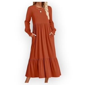 UVN. Rust. Tiered Maxi Dress. Size Medium. NWT.